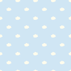 Blue seamless pattern with white clouds