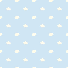 Blue seamless pattern with white clouds