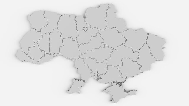 Ukraine Map with all Oblaste - very detailed - 3D Rendering