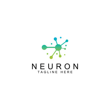 Neuron logo or nerve cell logo with concept vector illustration template.