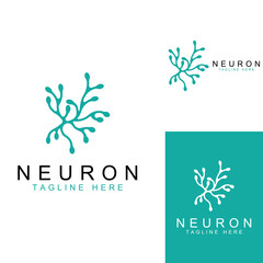 Neuron logo or nerve cell logo with concept vector illustration template.
