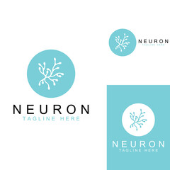 Neuron logo or nerve cell logo with concept vector illustration template.