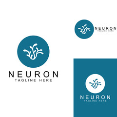 Neuron logo or nerve cell logo with concept vector illustration template.