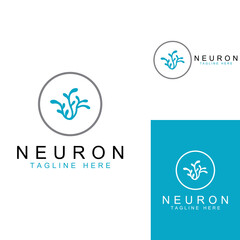 Neuron logo or nerve cell logo with concept vector illustration template.