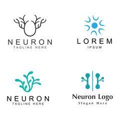 Neuron logo or nerve cell logo with concept vector illustration template.