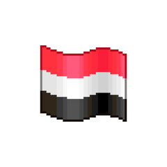 Fototapeta na wymiar colorful simple vector flat pixel art illustration of flowing flag of Yemen