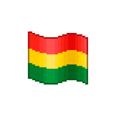 colorful simple vector flat pixel art illustration of flowing flag of Bolivia