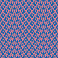 colorful simple vector pixel art seamless pattern of minimalistic medium persian blue and tulip colors scaly japanese water waves pattern
