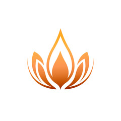 Lotus flower. Yoga, mindfulness, relaxation, meditation logo isolated on light fund. Beauty and spa icon. Elegant, luxury style plant illustration. Natural, healthy lifestyle symbol.