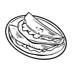 Italian bread piadina. Colorful vector illustration isolated on white background.