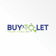 Writing BUY TO LET with roof house, key, and Magnifying glass or capture image graphic icon logo design abstract concept vector stock. Can be used as a symbol related to initial or property