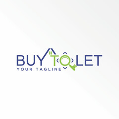 Writing BUY TO LET with roof house, key and Magnifying glass or capture on word O image graphic icon logo design abstract concept vector stock. Can be used as a symbol related to initial or property