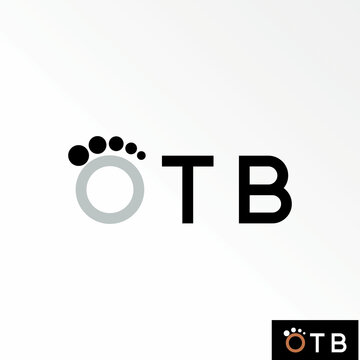 Unique Letter or word OTB sans serif font like right foot stamp image graphic icon logo design abstract concept vector stock. Can be used as symbol related to people or initial