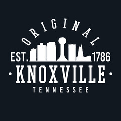 Knoxville, TN, USA Skyline Original. A Logotype Sports College and University Style. Illustration Design Vector City. - obrazy, fototapety, plakaty