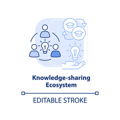 Knowledge-sharing ecosystem light blue concept icon. Trendy skill to learn abstract idea thin line illustration. Isolated outline drawing. Editable stroke. Arial, Myriad Pro-Bold fonts used