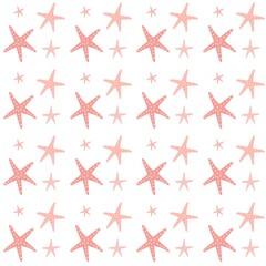 starfish pattern. Pink starfish on a pattern for textile, wallpaper, background.