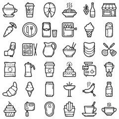 Food Flat Icon Set Isolated On White Background
