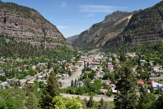 Aerial view of the old historic town of Silverton, Colorado 