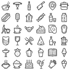 Food Flat Icon Set Isolated On White Background