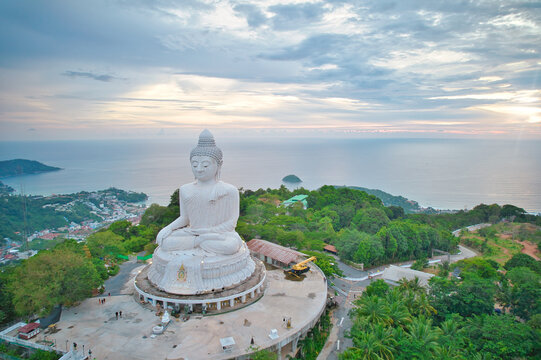  Big buddha Phuket Aerial view Cloudy Sunseet Thailand