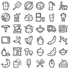 Food Flat Icon Set Isolated On White Background