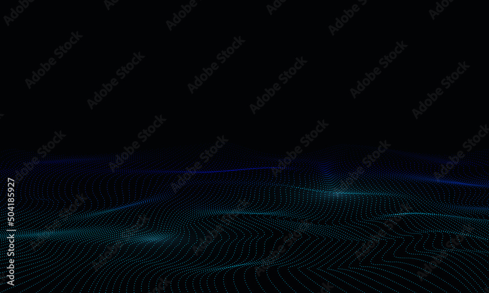 Poster Abstract vector wave curve moving dots flow particles cyber technology background