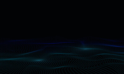 Abstract vector wave curve moving dots flow particles cyber technology background