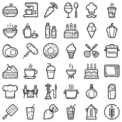 Food Flat Icon Set Isolated On White Background