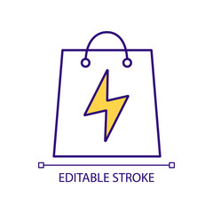 Purchasing renewable energy RGB color icon. Buying electricity. Residential energy provider. Domestic power. Isolated vector illustration. Simple filled line drawing. Editable stroke. Arial font used