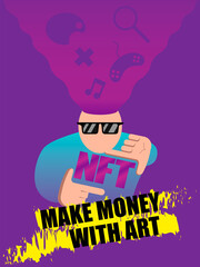 NFT sale banner with man