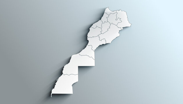 Modern Colorful Map of Morocco with Region With Shadow