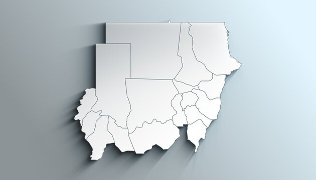 Modern Colorful Map of Sudan with States With Shadow