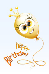 Naklejka premium Balloon princess cartoon character birthDay