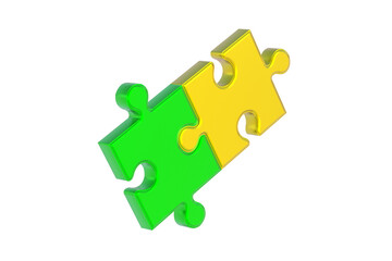 Obraz premium Metallized puzzle jiggle pieces isolated on white background. 3d render