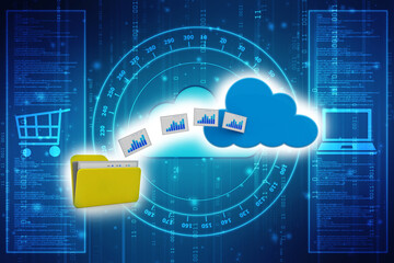 3d rendering Cloud computing concept, Cloud internet technology concept background, Cloud computing and network data Storage concept