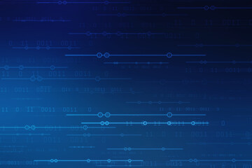 Binary Code Background, Digital Abstract technology background, flowing number one and zero text in binary code format in technology background. Internet Big data Concept