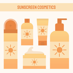 Set of sunscreen cosmetics. Sunscreen. SPF protection.