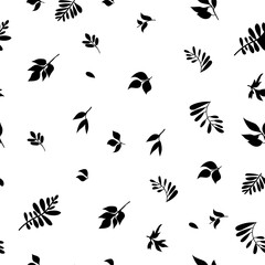 Fototapeta na wymiar Graphic seamless pattern with the image of black and white branches and flowers. Vector illustration.