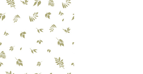 Graphic seamless pattern with green branches and flowers. Vector illustration.