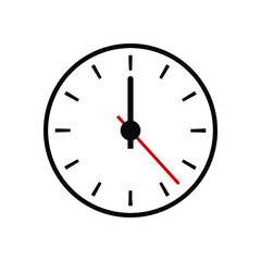 Clock vector icon. Time concept. Vector illustration. Thin line icon. Black flat symbol of time