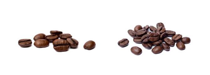 Roasted coffee beans isolated on white background