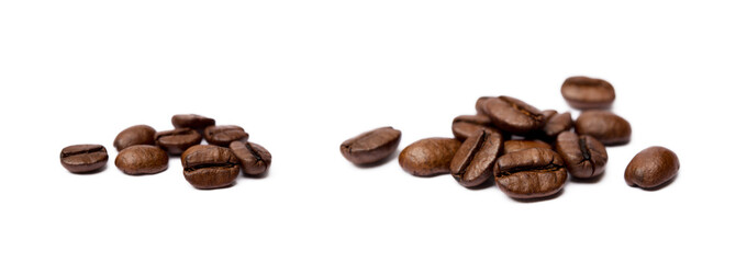 Roasted coffee beans isolated on white background