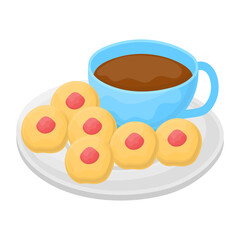 black tea and biscuits Concept, light snack between full-course meals vector color icon design, Cooking breakfast symbol, Morning Meal Dishes Sign, Restaurant or cafe menu stock illustration