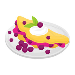 Lemon Blueberry Cream Cheese sandwich meal Concept, Vegetarian Wrap with Beans and paneer vector color icon design, Cooking breakfast symbol, Morning Meal Dishes Sign, Restaurant or cafe menu st