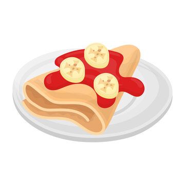 Strawberry and Banana Quesadillas Concept, Peanut Butter Snack Wraps vector color icon design, Cooking breakfast symbol, Morning Meal Dishes Sign, Restaurant or cafe menu stock illustration