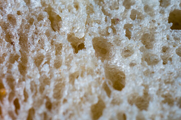 Texture of white bread in macro