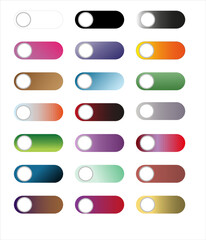 Set of toggle buttons off / on. web icon set of gradient color buttons