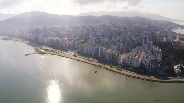 Aerial view of Florian&oacute;polis city center during the day, Brazil.