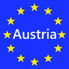 Flag of European Union with Austria. EU Flag. Country border sign of the of Austria. Vector illustration.