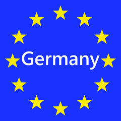 Flag of European Union with Germany. EU Flag. Country border sign of the of Germany. Vector illustration.